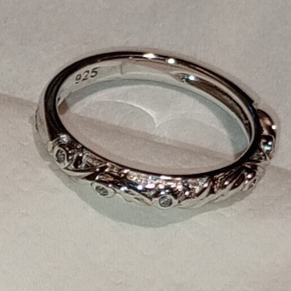 Sterling Silver Engagement And Wedding Band Ring Set/NWOT/Cocktail Ring & Band - Picture 12 of 16
